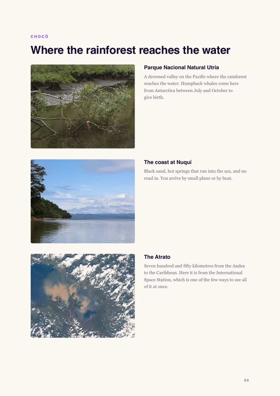 Page on the Chocó coast and rainforest